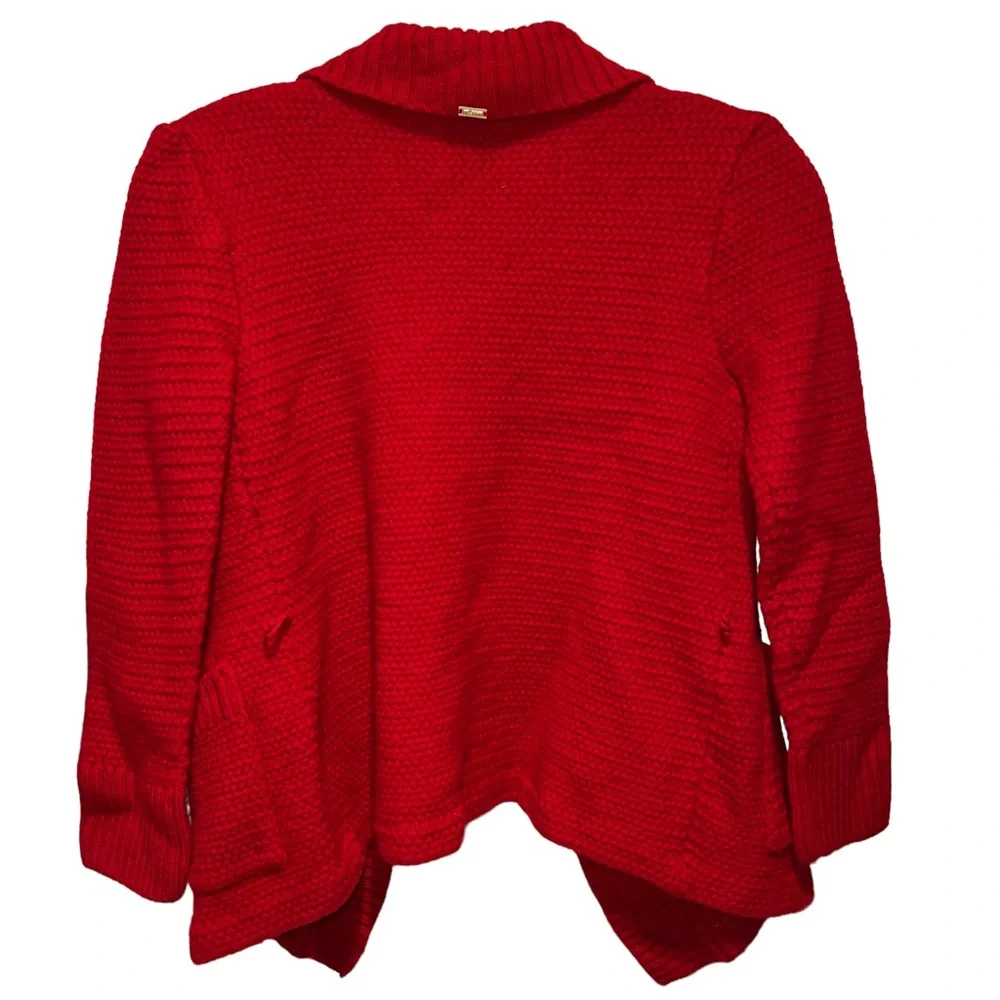 ST. John Red Open Front Knit Cardigan Size Small - Picture 6 of 14